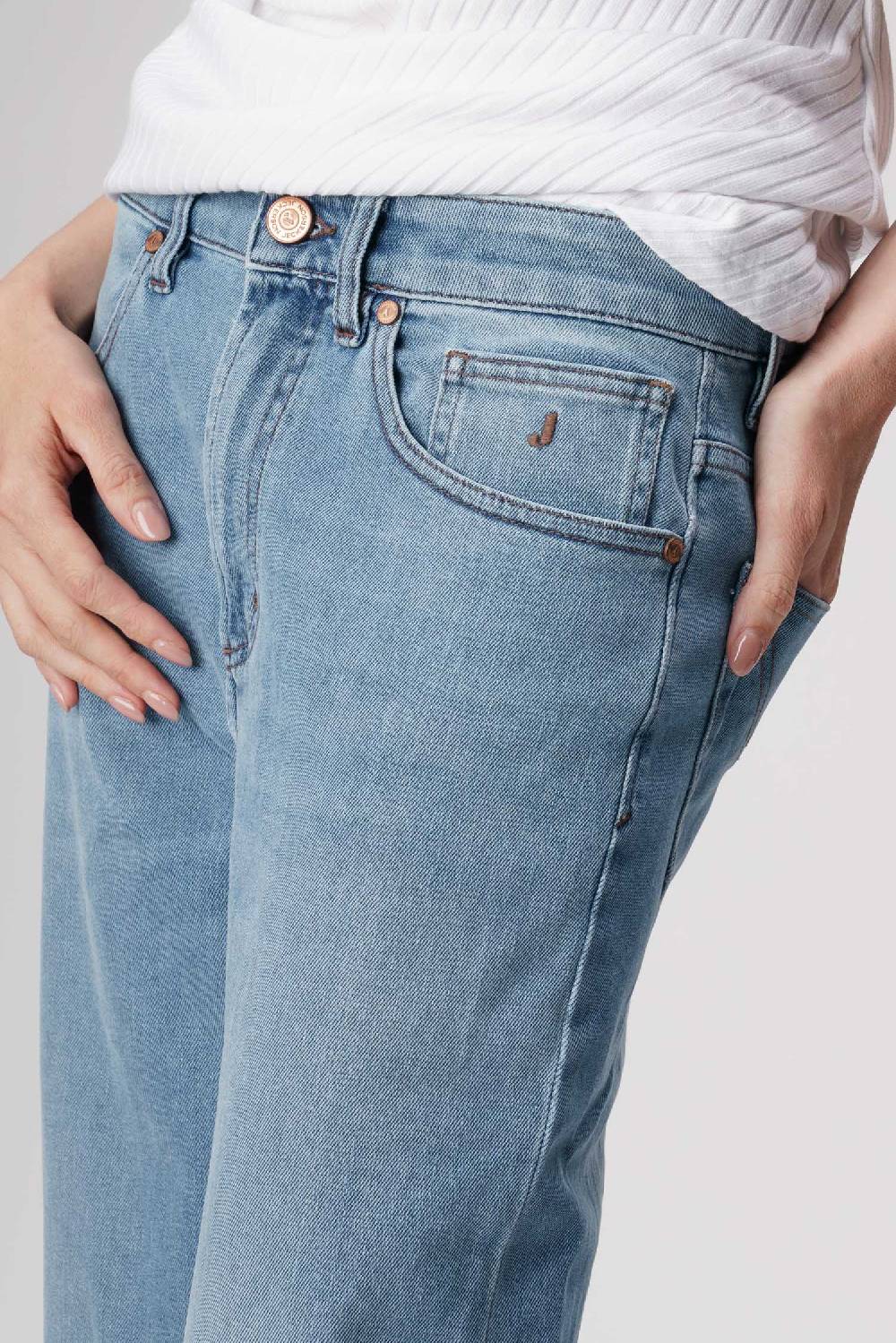 ﻿Jeckerson Jasmine - Pantalone 5 tasche palazzo in denim tri-blend Affare Del Giorno