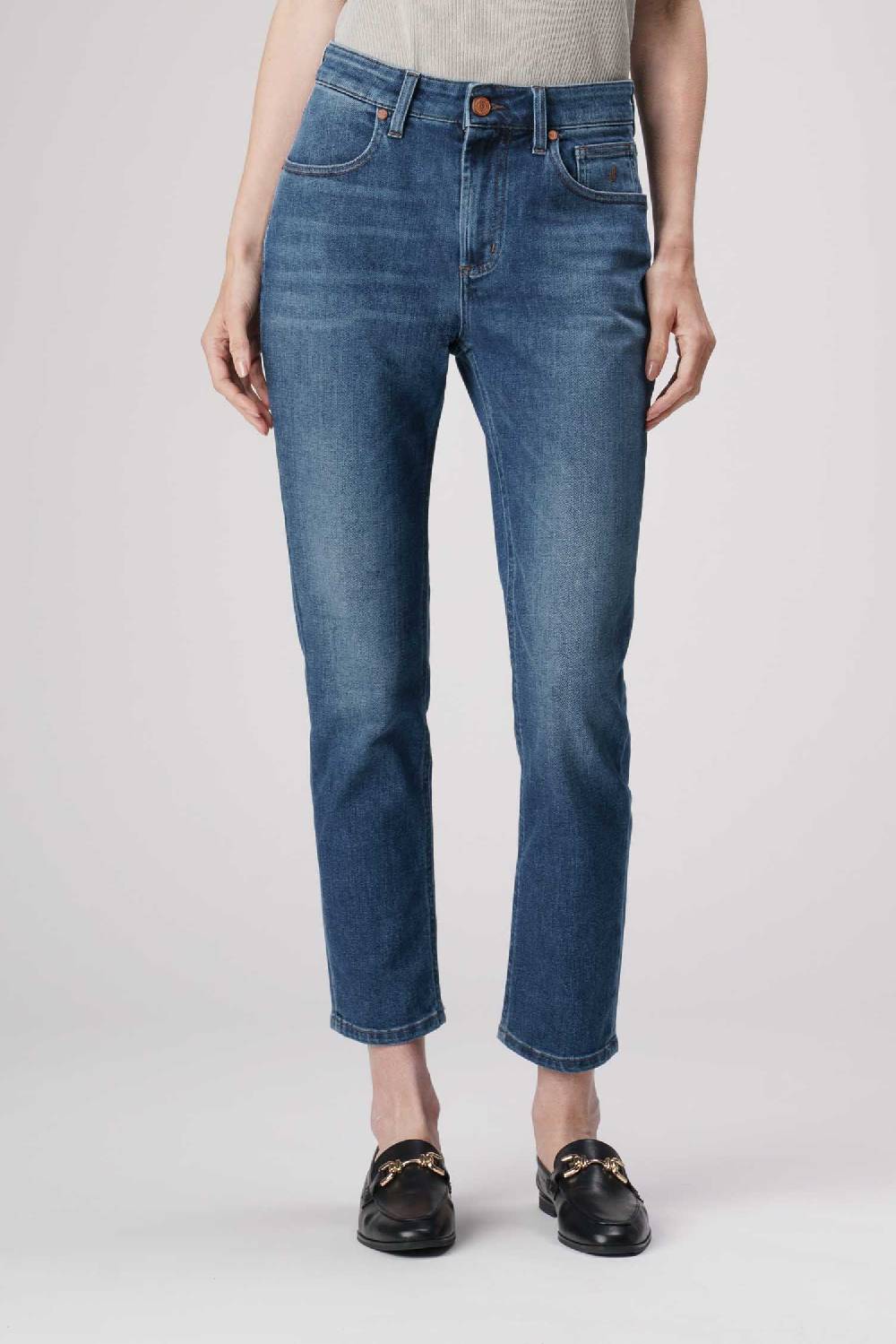 Jeckerson Jacqueline - Pantalone 5 tasche in denim tri-blend blu scuro Prezzo Ridotto