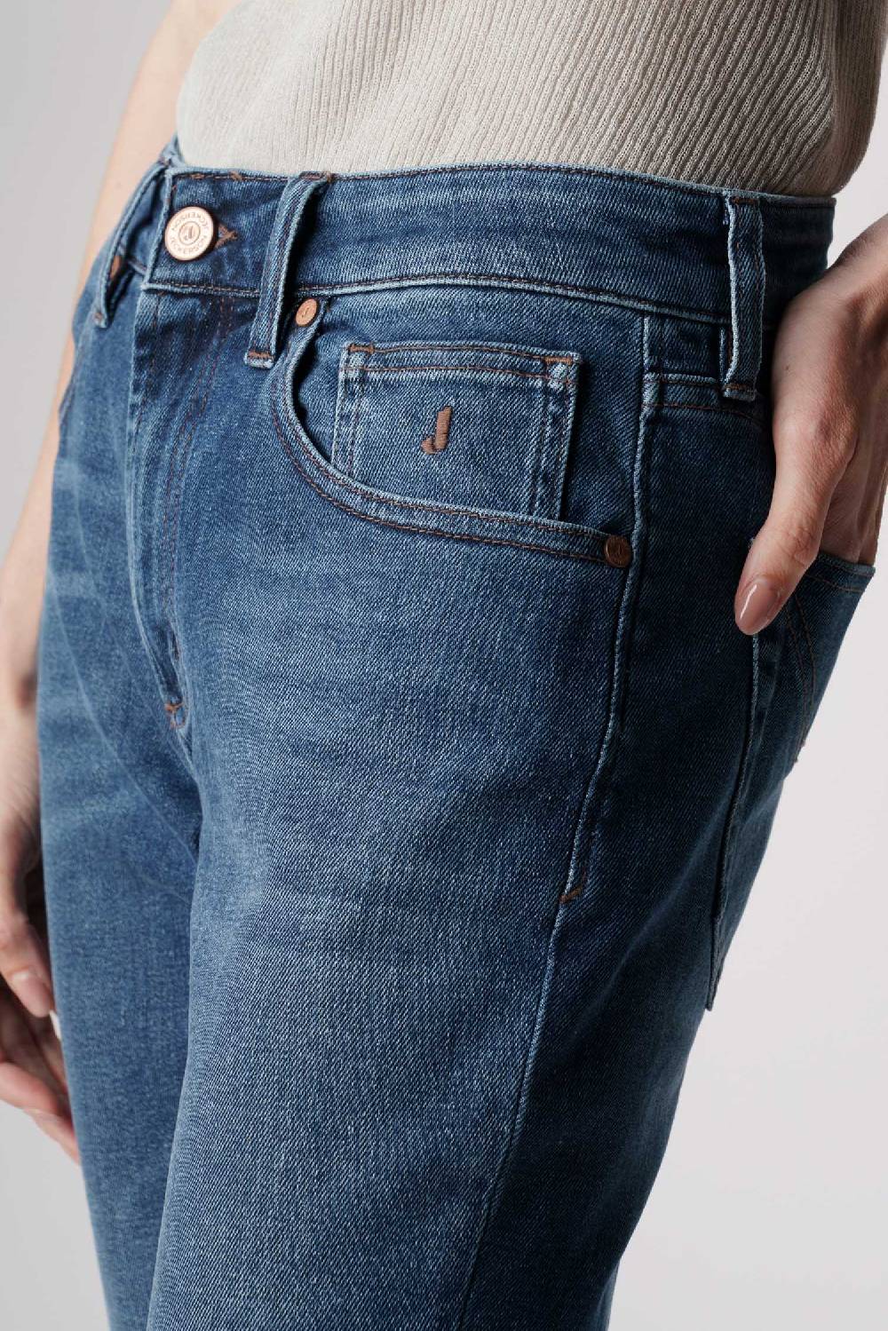 Jeckerson Jacqueline - Pantalone 5 tasche in denim tri-blend blu scuro Prezzo Ridotto