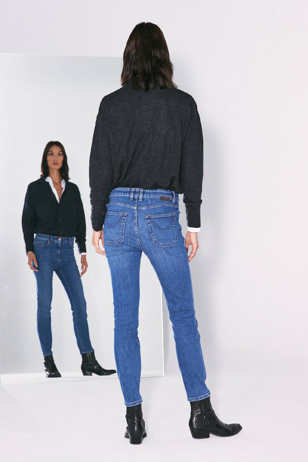 Jeckerson 5 tasche skinny in denim blu medio Sottocosto