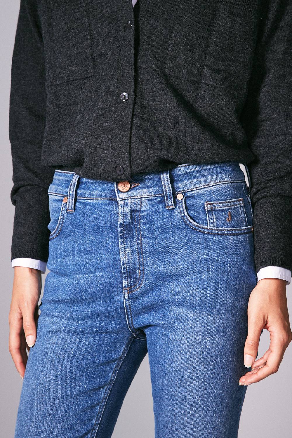 Jeckerson 5 tasche skinny in denim blu medio Sottocosto