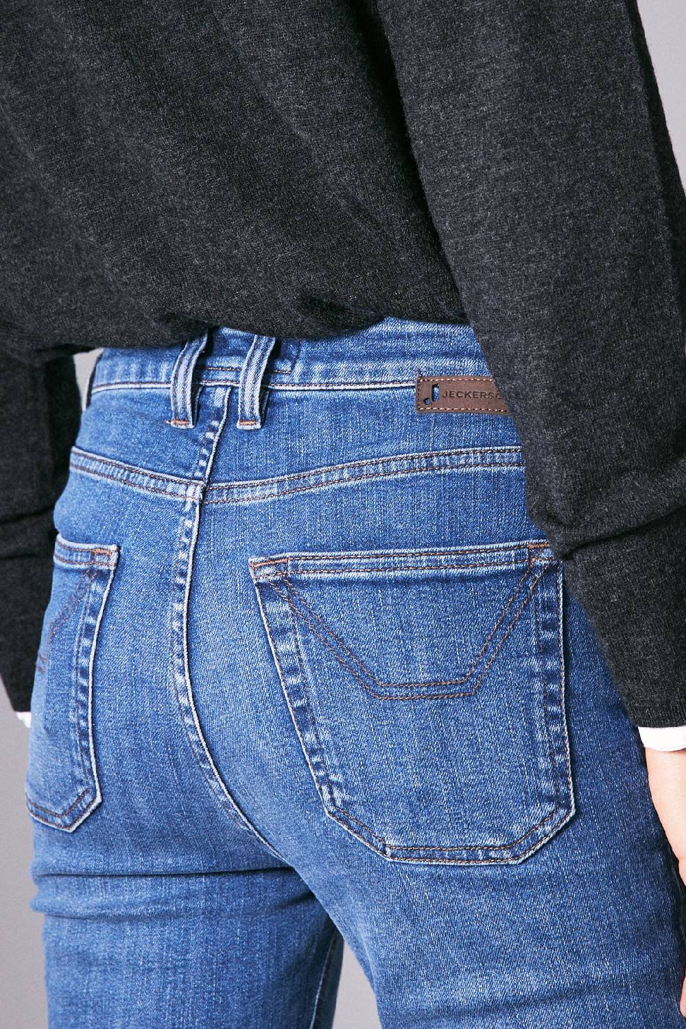 Jeckerson 5 tasche skinny in denim blu medio Sottocosto