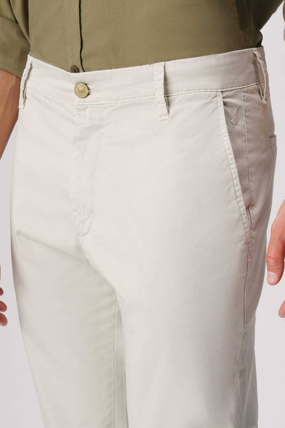 Jeckerson Jack- Pantalone chino con tasca americana in armatura raso beige chiaro Convenienza
