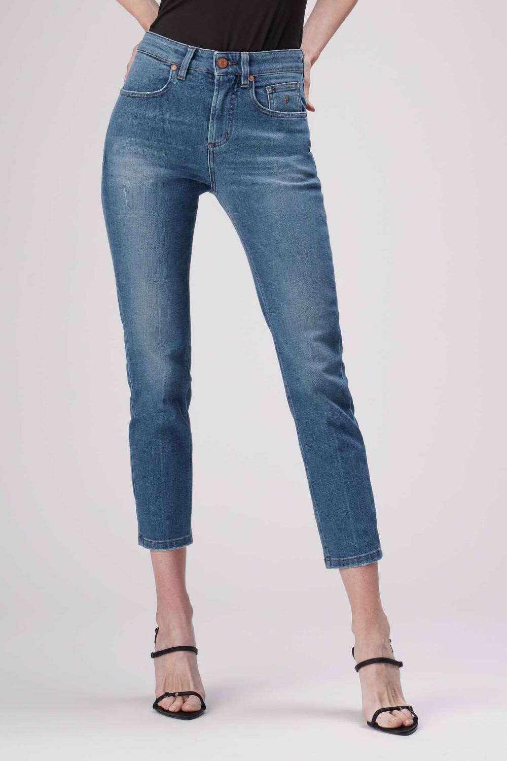 Jeckerson Jacqueline - Pantalone 5 tasche in denim tri-blend blu medio Soddisfazione Garantita