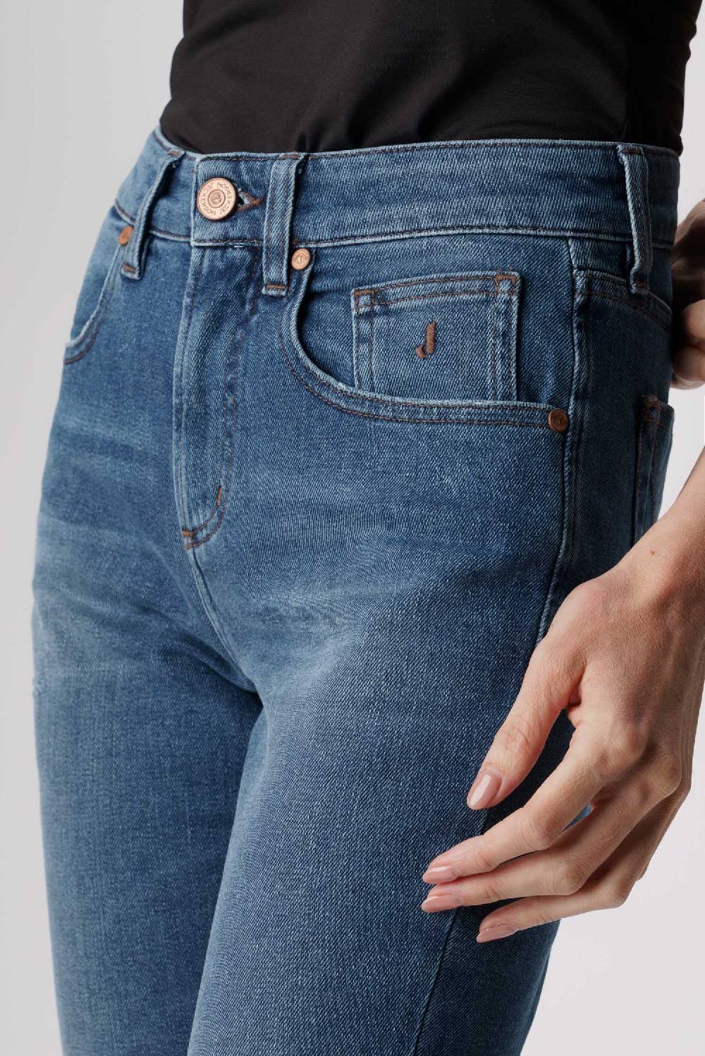 Jeckerson Jacqueline - Pantalone 5 tasche in denim tri-blend blu medio Soddisfazione Garantita