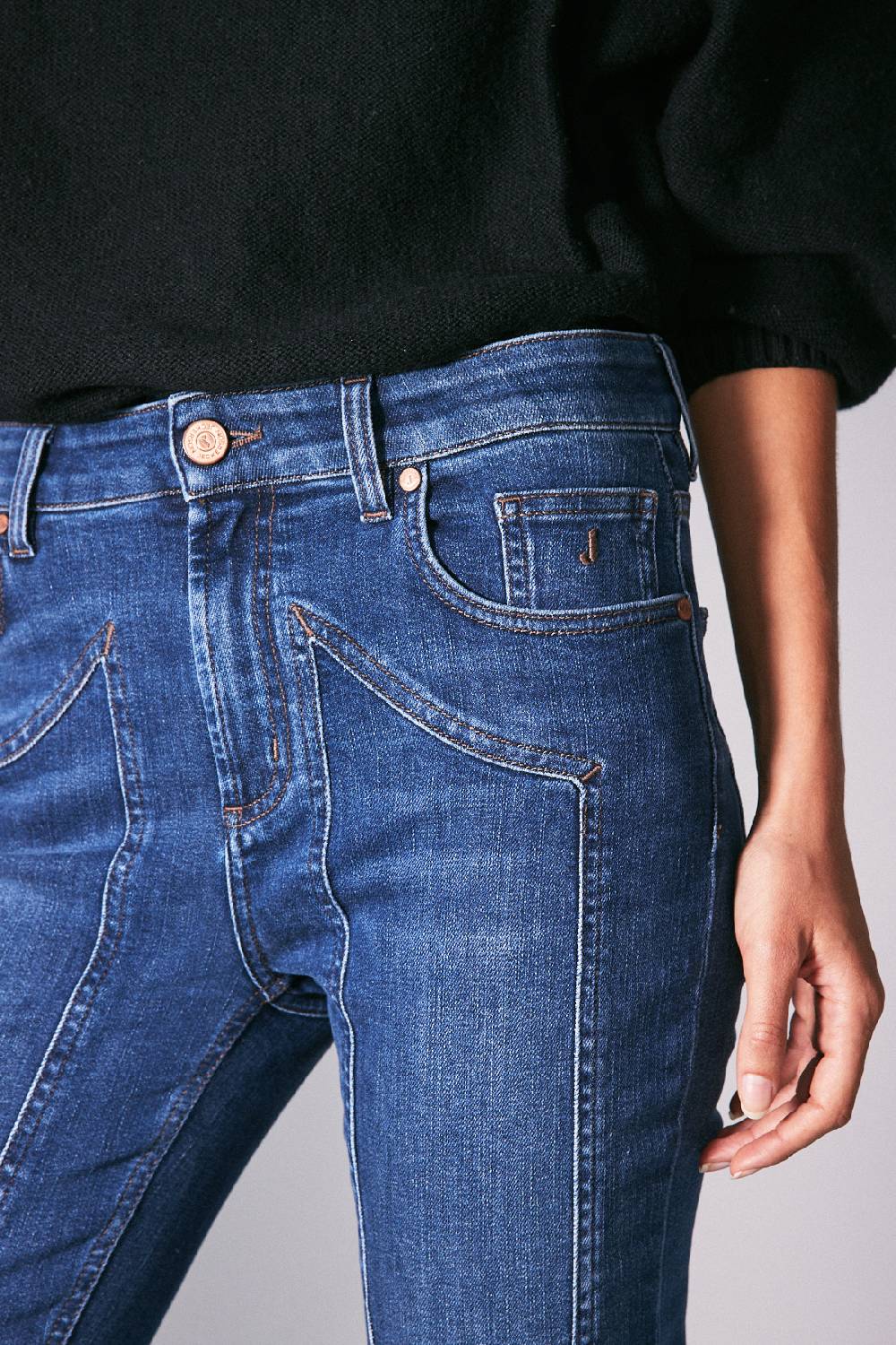 Jeckerson 5 tasche skinny con toppa in denim blu scuro Qualità Garantita
