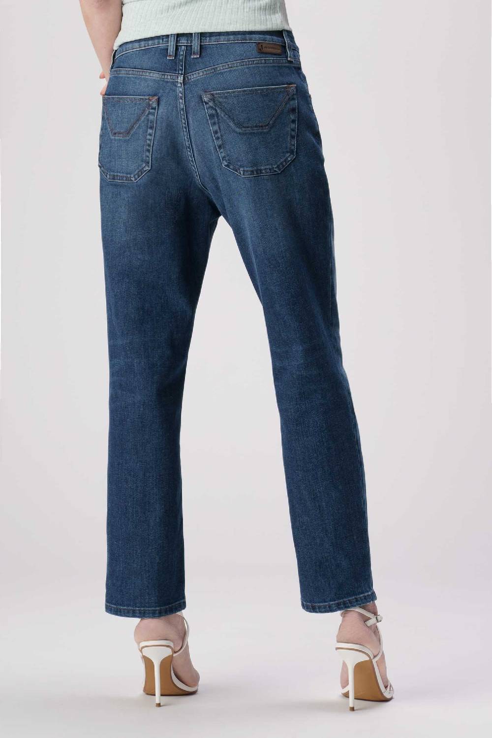 Jeckerson Julia - Pantalone 5 tasche boyfriend in denim tri-blend blu scuro Negozi Online