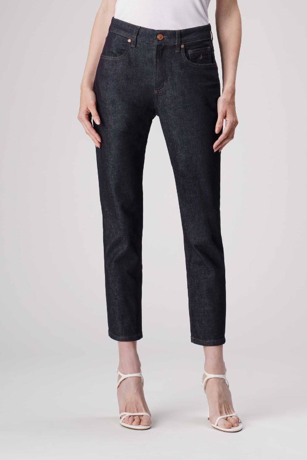 Jeckerson Jacqueline - Pantalone 5 tasche in denim tri-blend blu rinse Acquista Ora