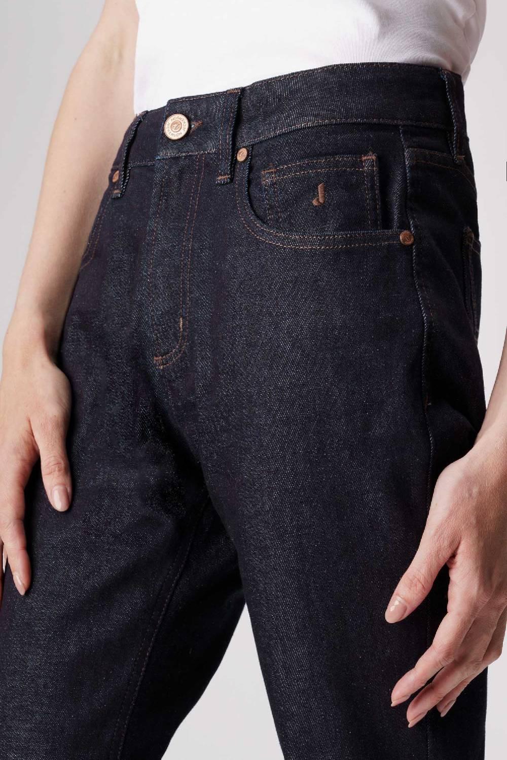 Jeckerson Jacqueline - Pantalone 5 tasche in denim tri-blend blu rinse Acquista Ora