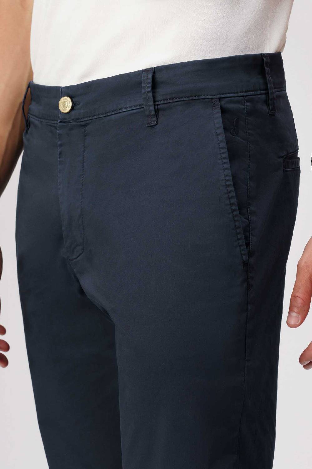 Jeckerson Jack- Pantalone chino con tasca americana in armatura raso blu scuro Promozione Limitata