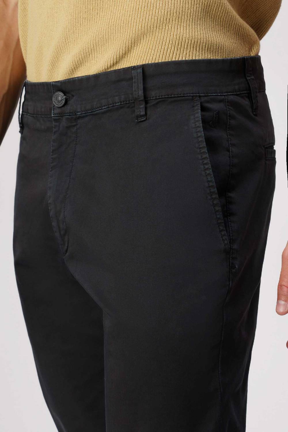 Jeckerson Jack- Pantalone chino con tasca americana in armatura raso nero Shopping Online