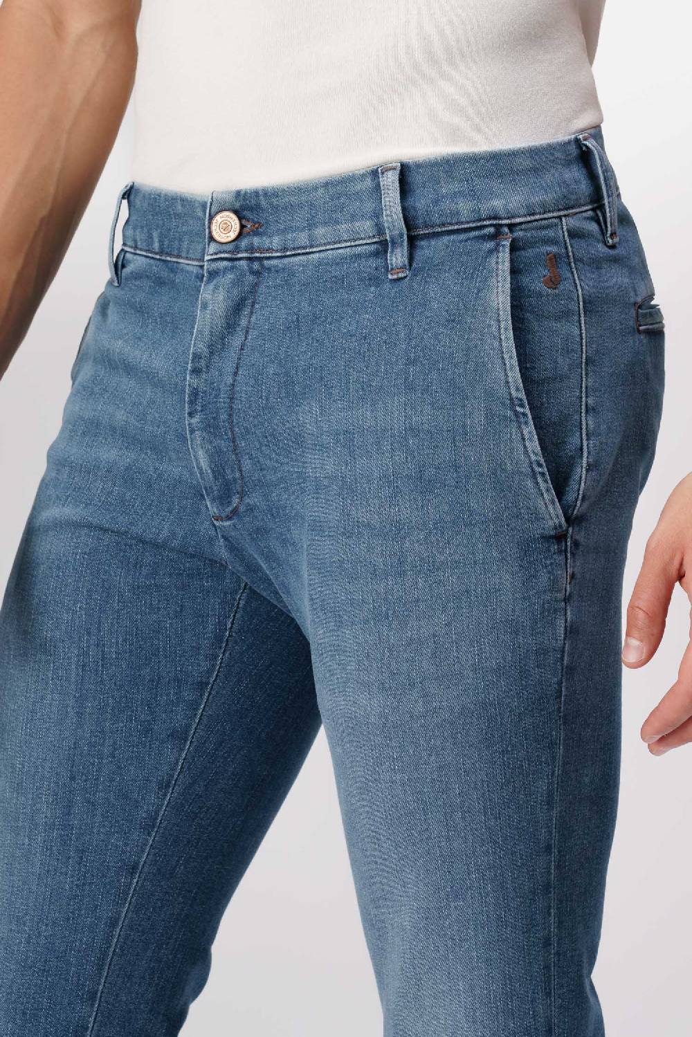 Jeckerson Jack- Pantalone chino in comfort denim blu medio Offerte