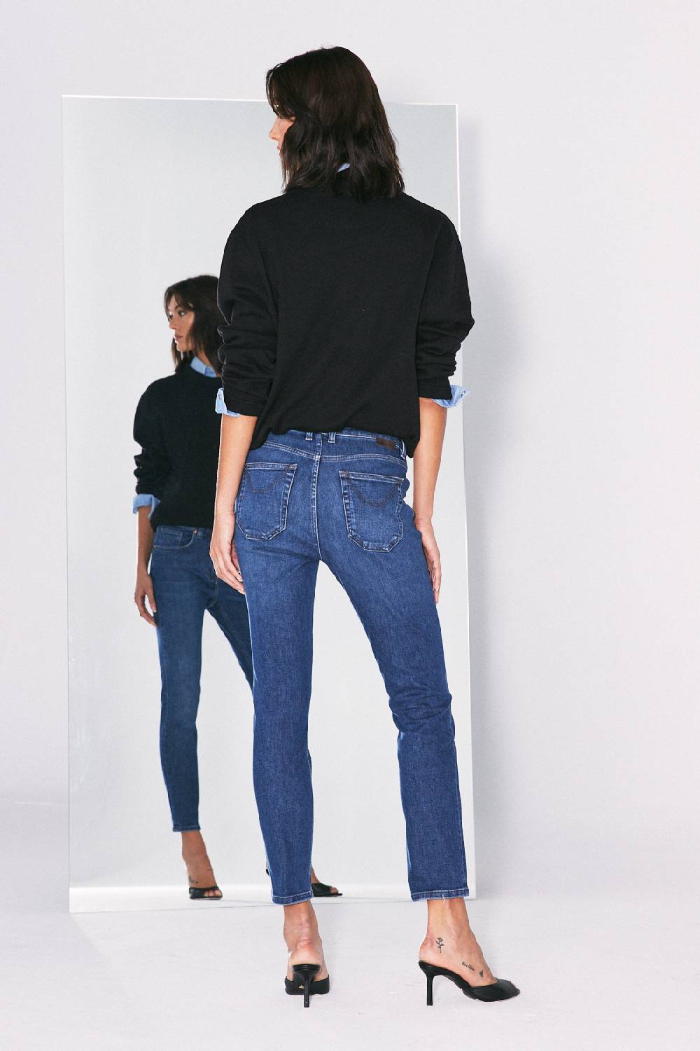 Jeckerson 5 tasche slim fit in denim blu scuro Novità