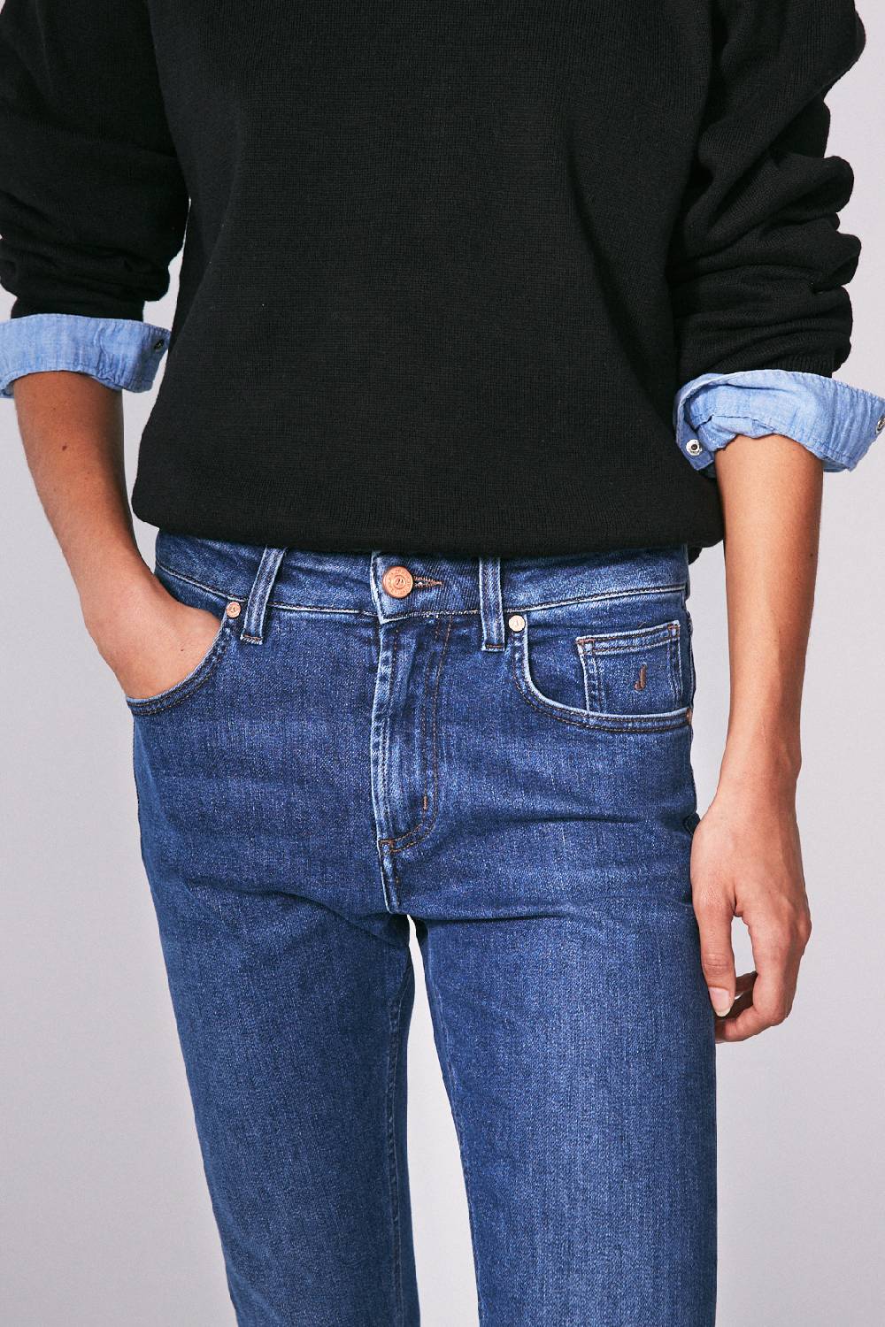 Jeckerson 5 tasche slim fit in denim blu scuro Novità