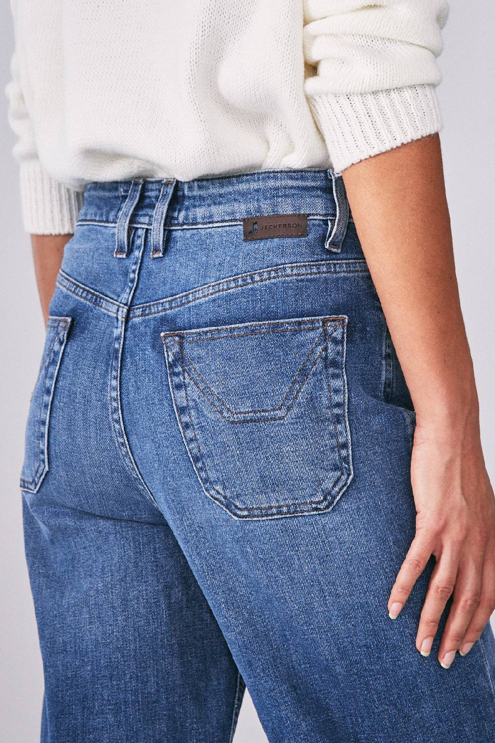 Jeckerson 5 tasche palazzo in denim blu chiaro Presa