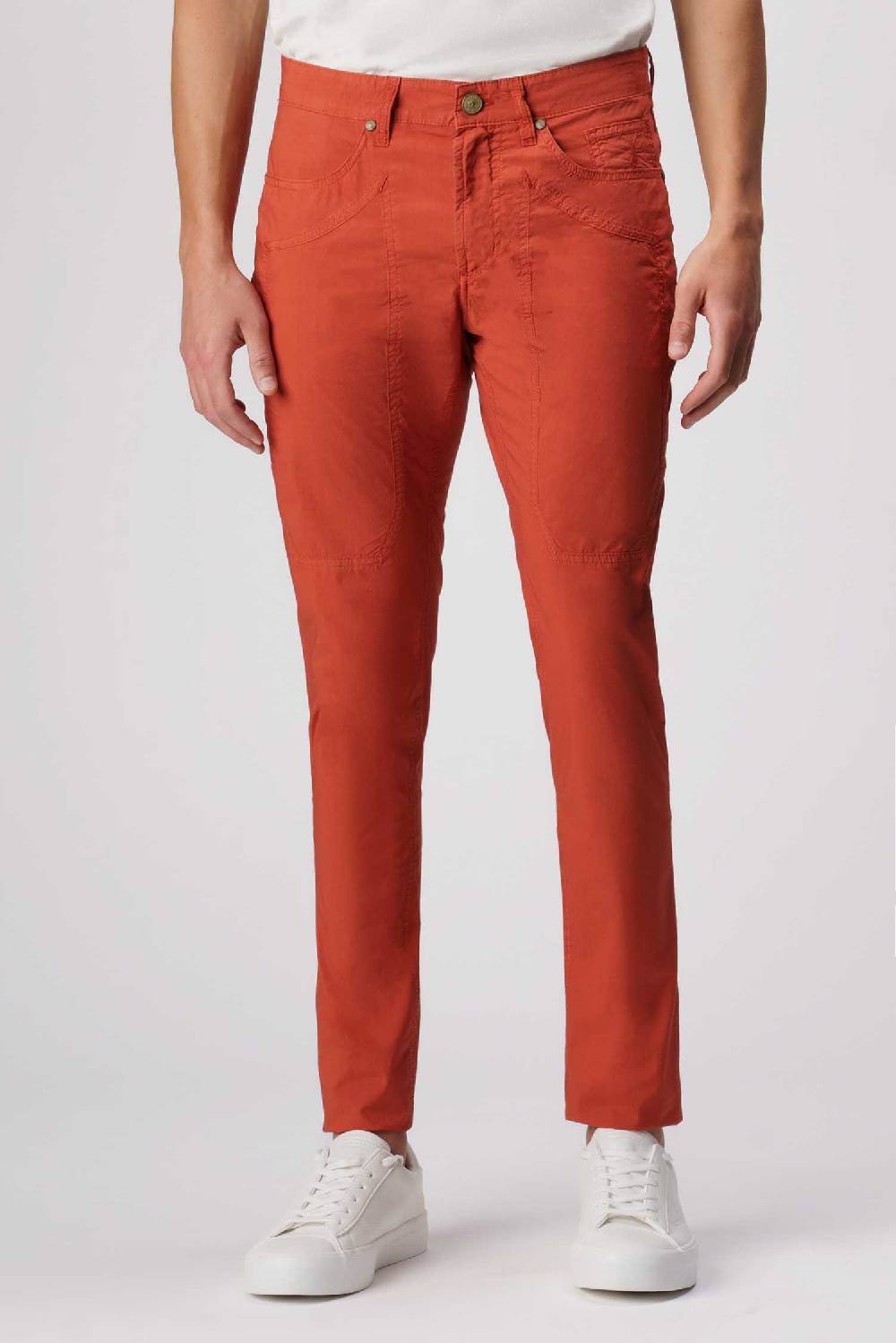 Jeckerson John - Pantalone 5 tasche con toppa arancio scuro In Vendita