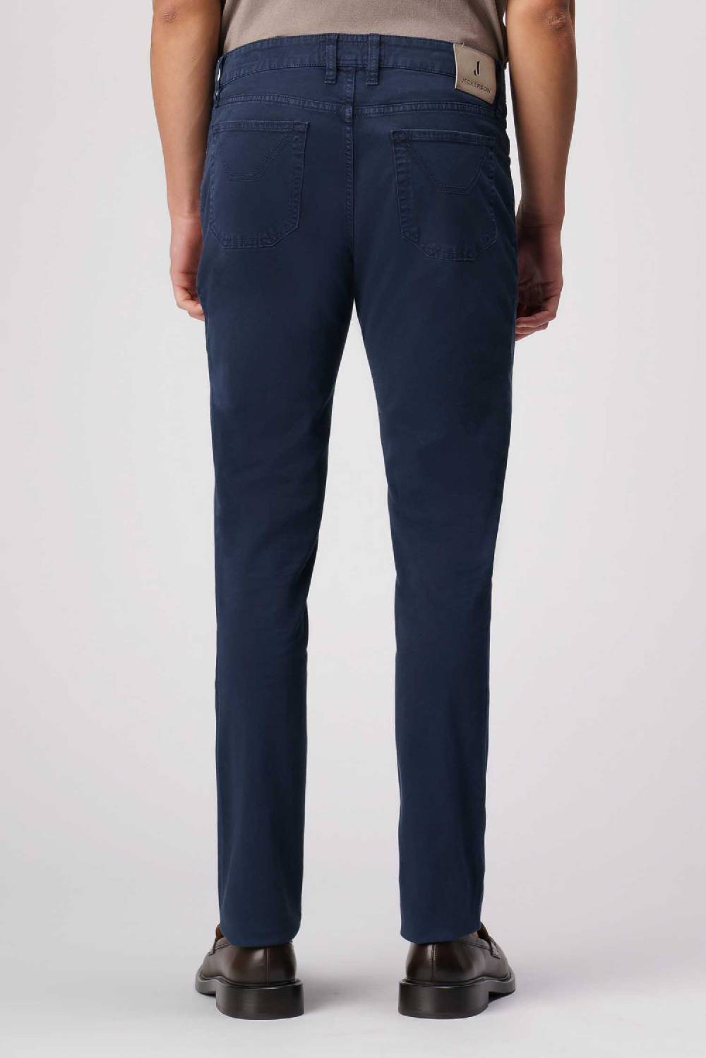 Jeckerson John - Pantalone 5 tasche con toppa in alcantara blu Saldi
