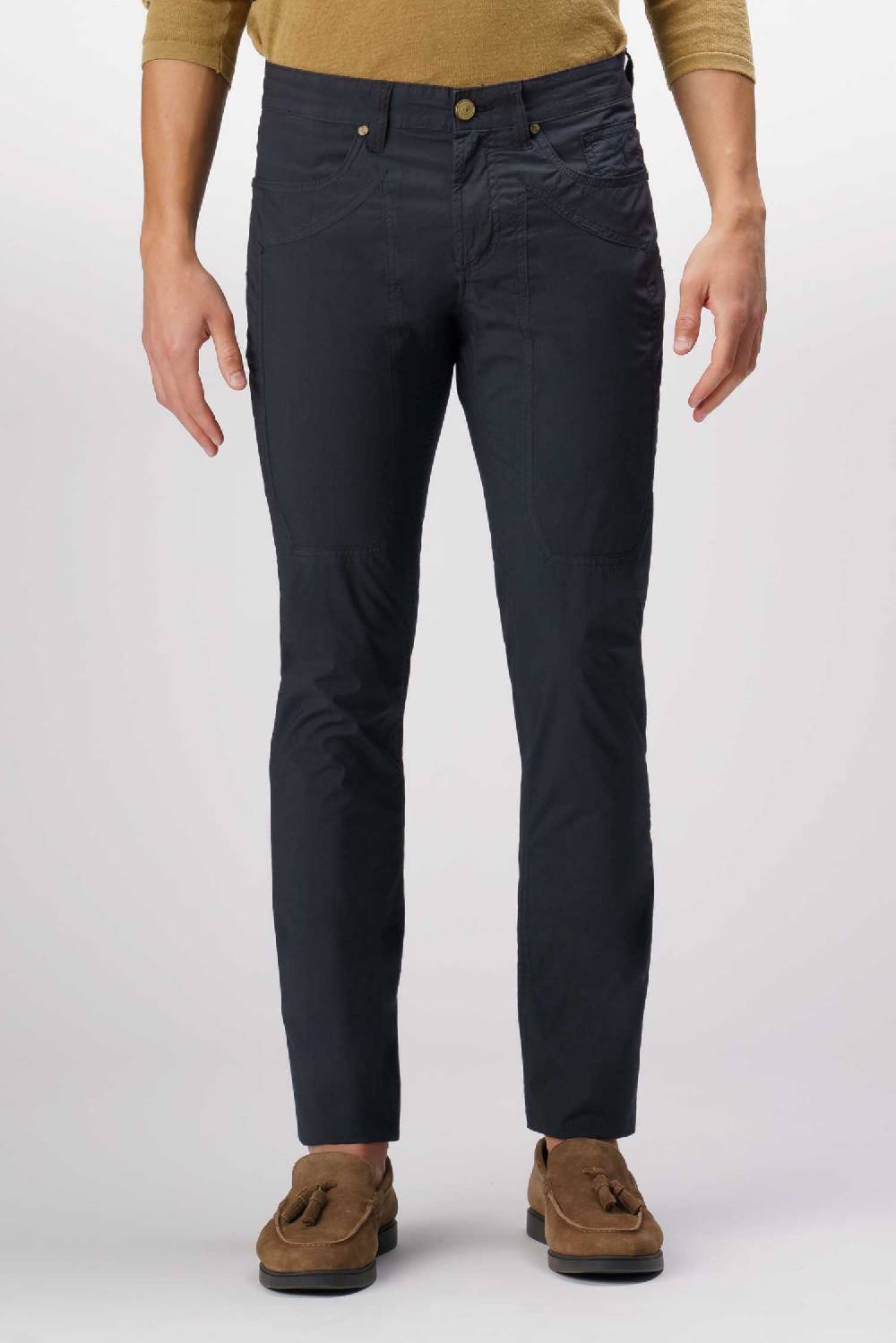 Jeckerson John - Pantalone 5 tasche con toppa blu scuro Offerte
