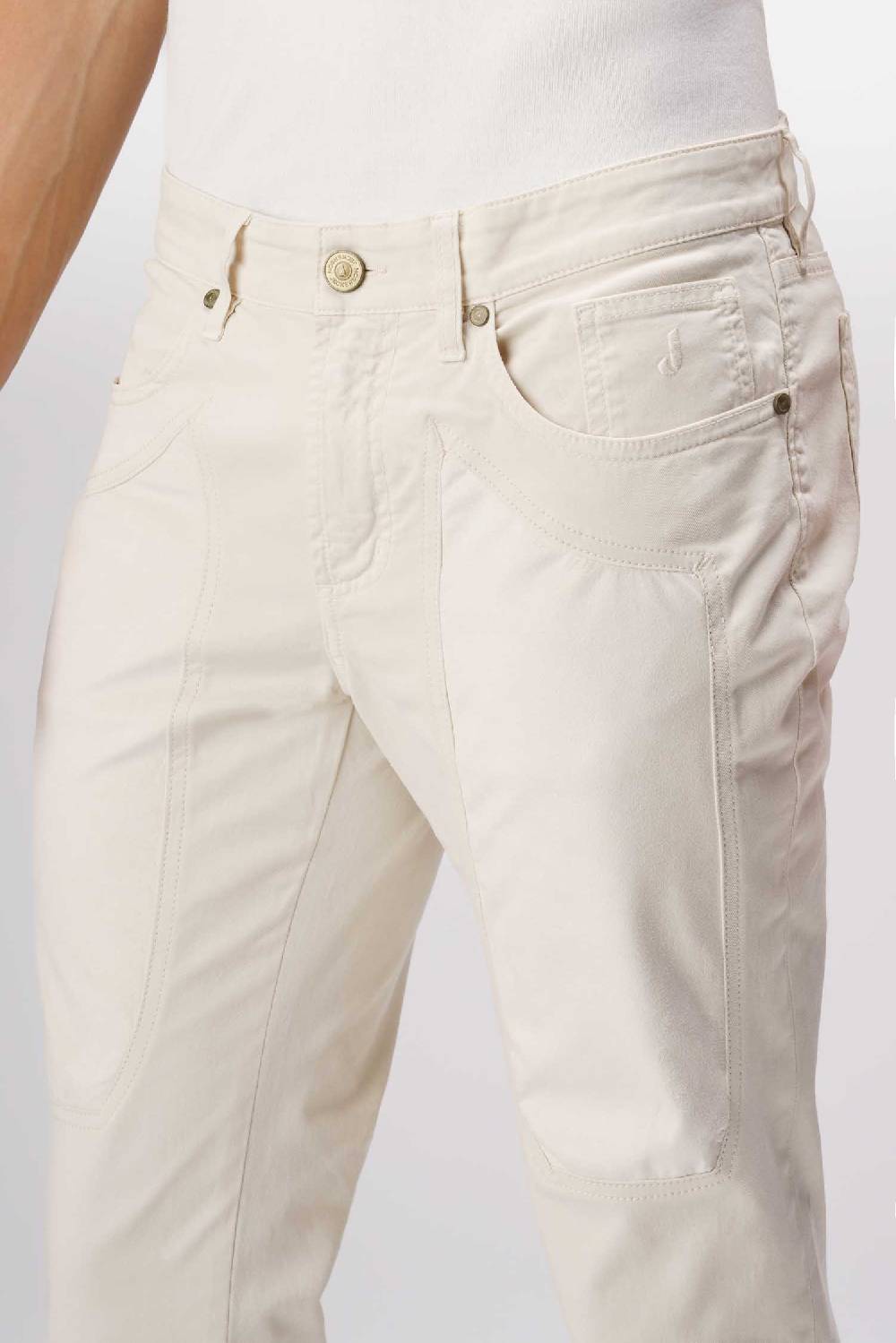 Jeckerson John - Pantalone 5 tasche con toppa in alcantara beige chiaro Hotsell