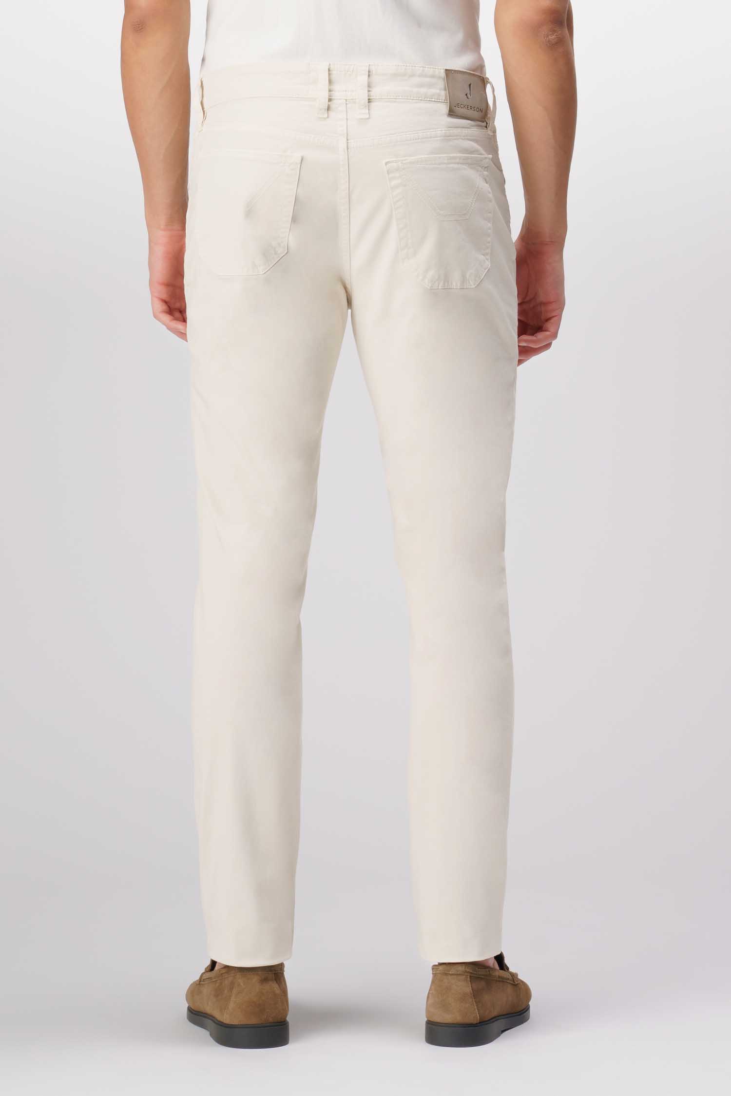 Jeckerson John - Pantalone 5 tasche con toppa in alcantara beige chiaro Hotsell