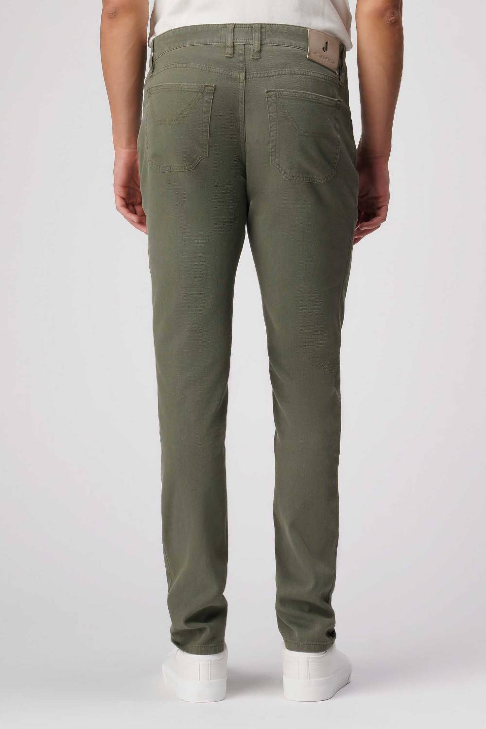 Jeckerson John - Pantalone 5 tasche con toppa in nido d'ape verde militare Vendita Economica