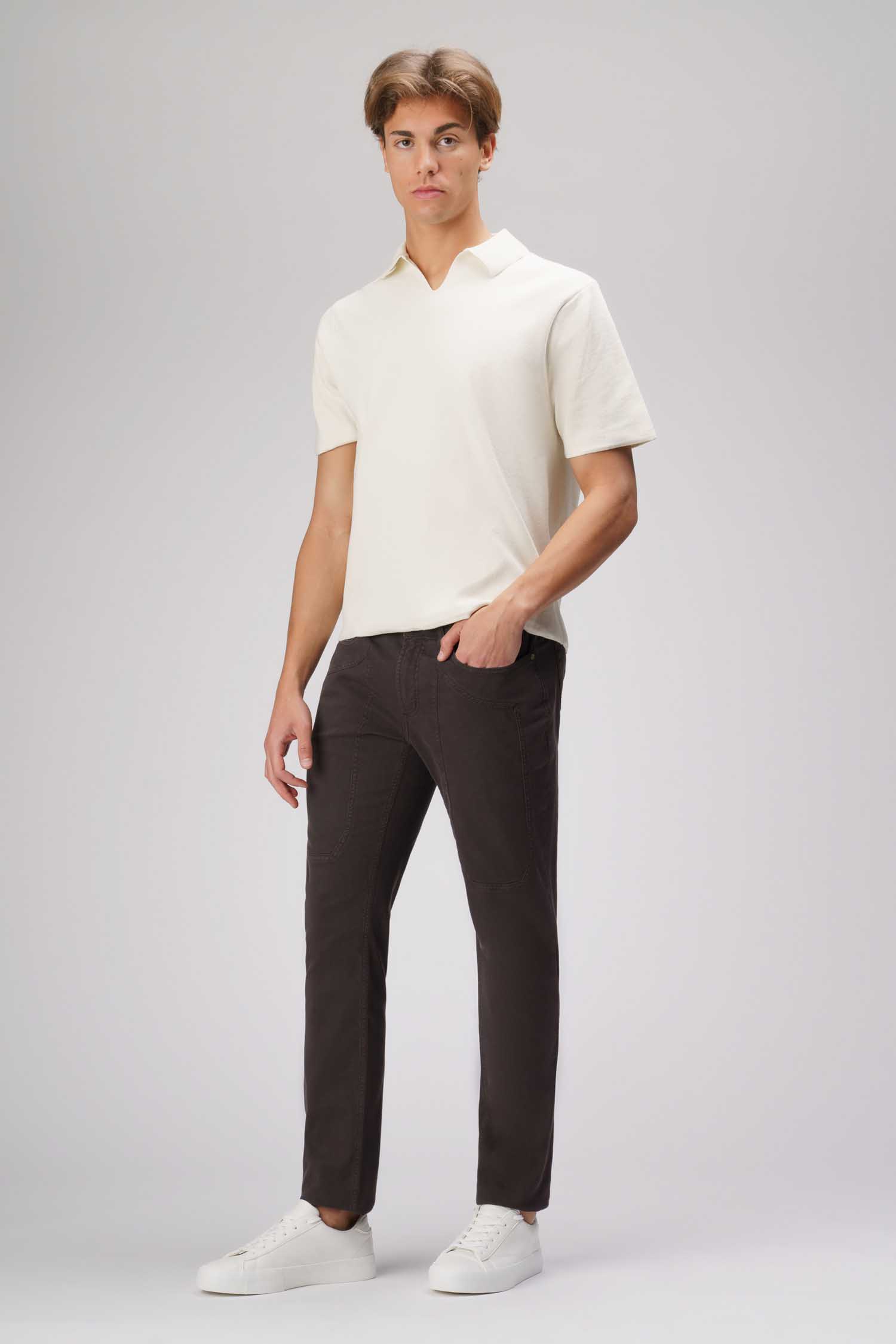 Jeckerson John - Pantalone 5 tasche con toppa in nido d'ape marrone Saldi Di Fabbrica