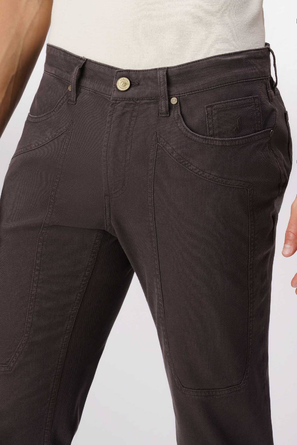 Jeckerson John - Pantalone 5 tasche con toppa in nido d'ape marrone Saldi Di Fabbrica