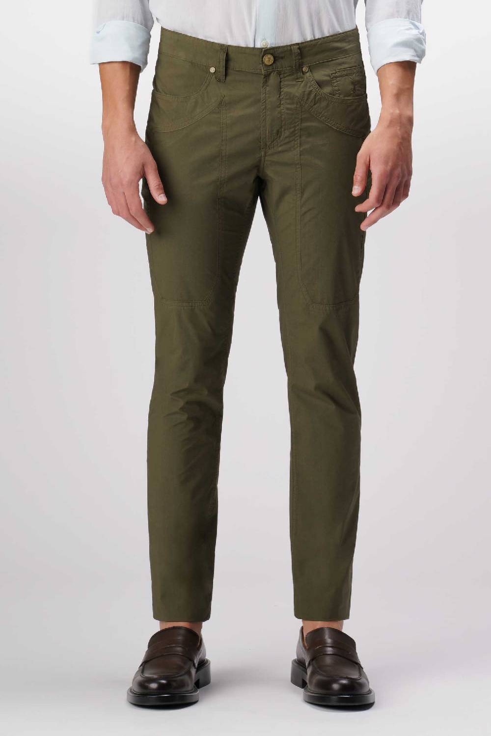 Jeckerson John - Pantalone 5 tasche con toppa verde militare I Più Venduti