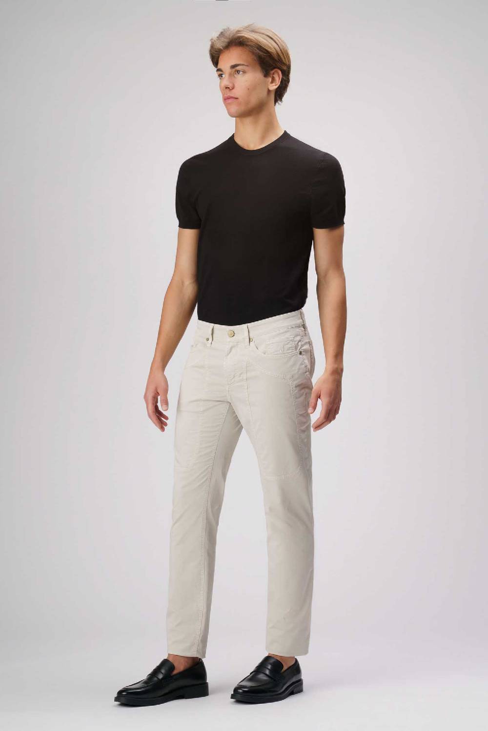 Jeckerson John - Pantalone 5 tasche in armatura raso beige chiaro Vendite Flash