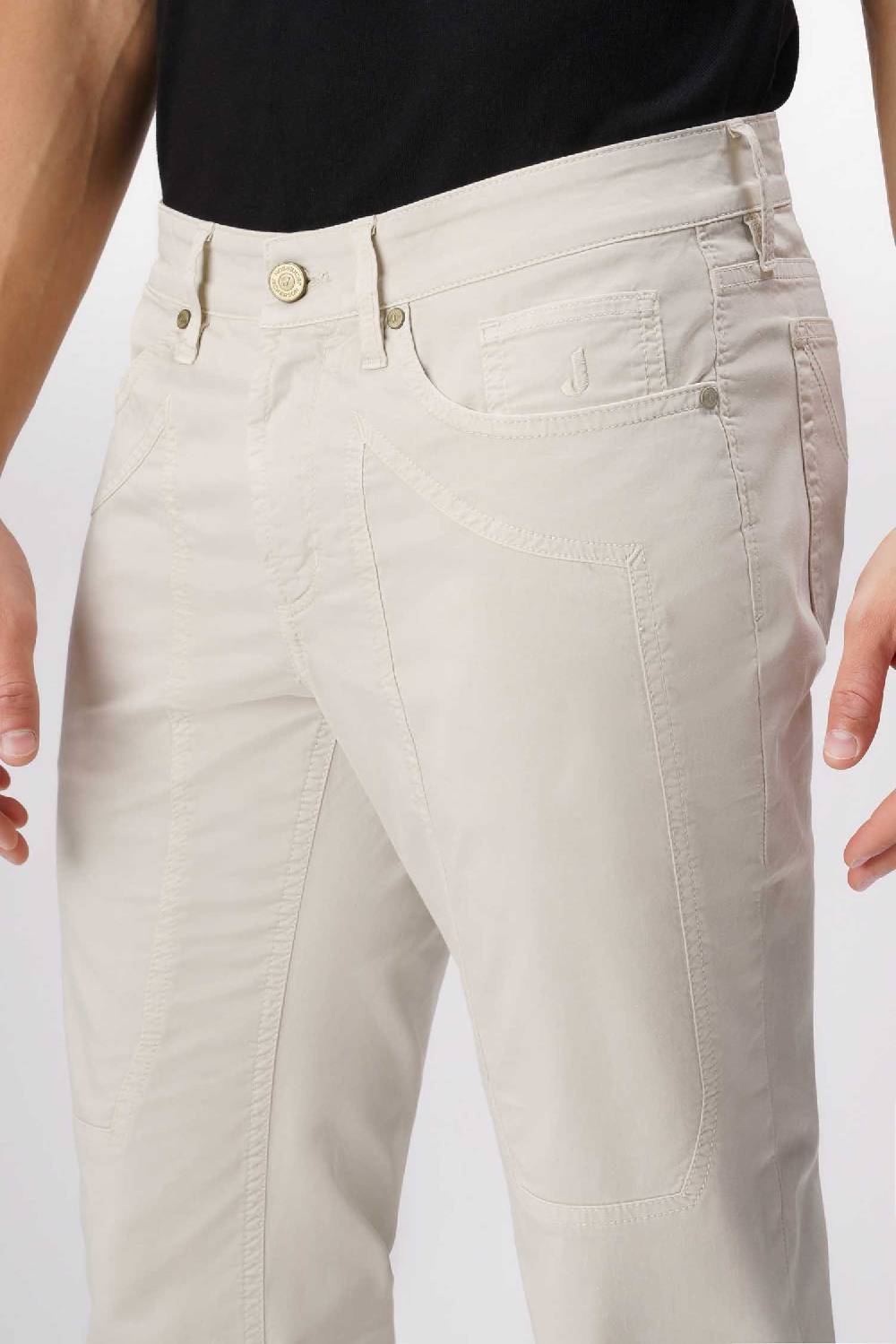 Jeckerson John - Pantalone 5 tasche in armatura raso beige chiaro Vendite Flash