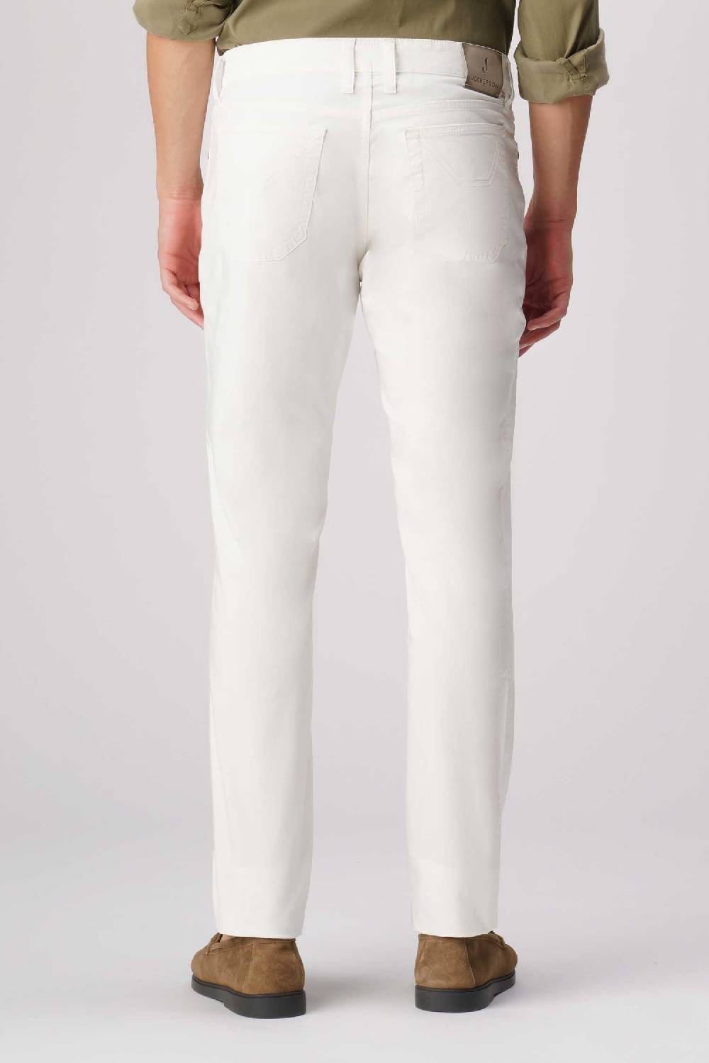 Jeckerson John - Pantalone 5 tasche in armatura raso bianco Negozio