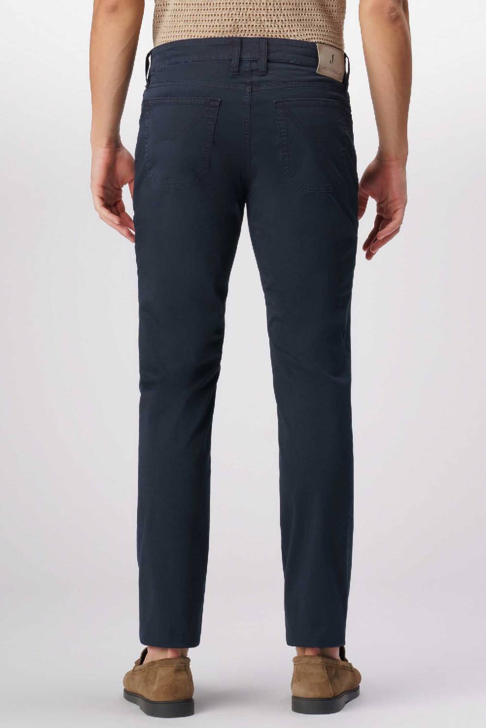 Jeckerson John - Pantalone 5 tasche in armatura raso blu scuro In Saldo
