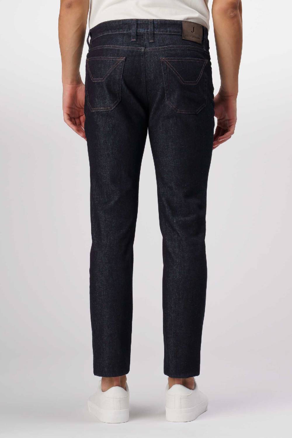 Jeckerson John - Pantalone con toppa in denim tri-blend blu rinse Spedizione gratuita