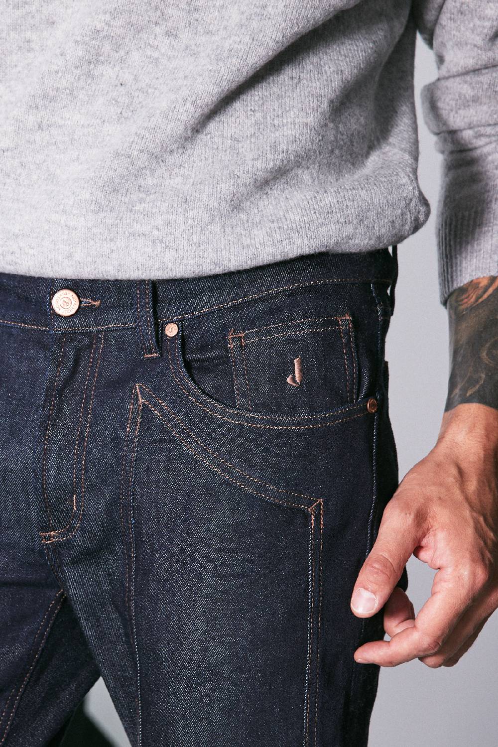 Jeckerson Pantalone 5 tasche con toppa in denim Fornitura limitata
