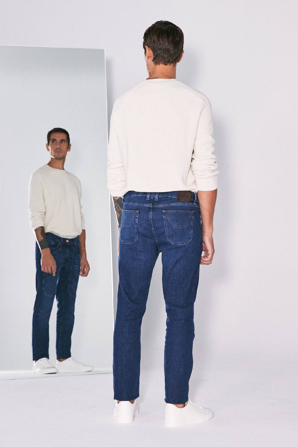 Jeckerson Pantalone 5 tasche con toppa in denim Fornitura limitata