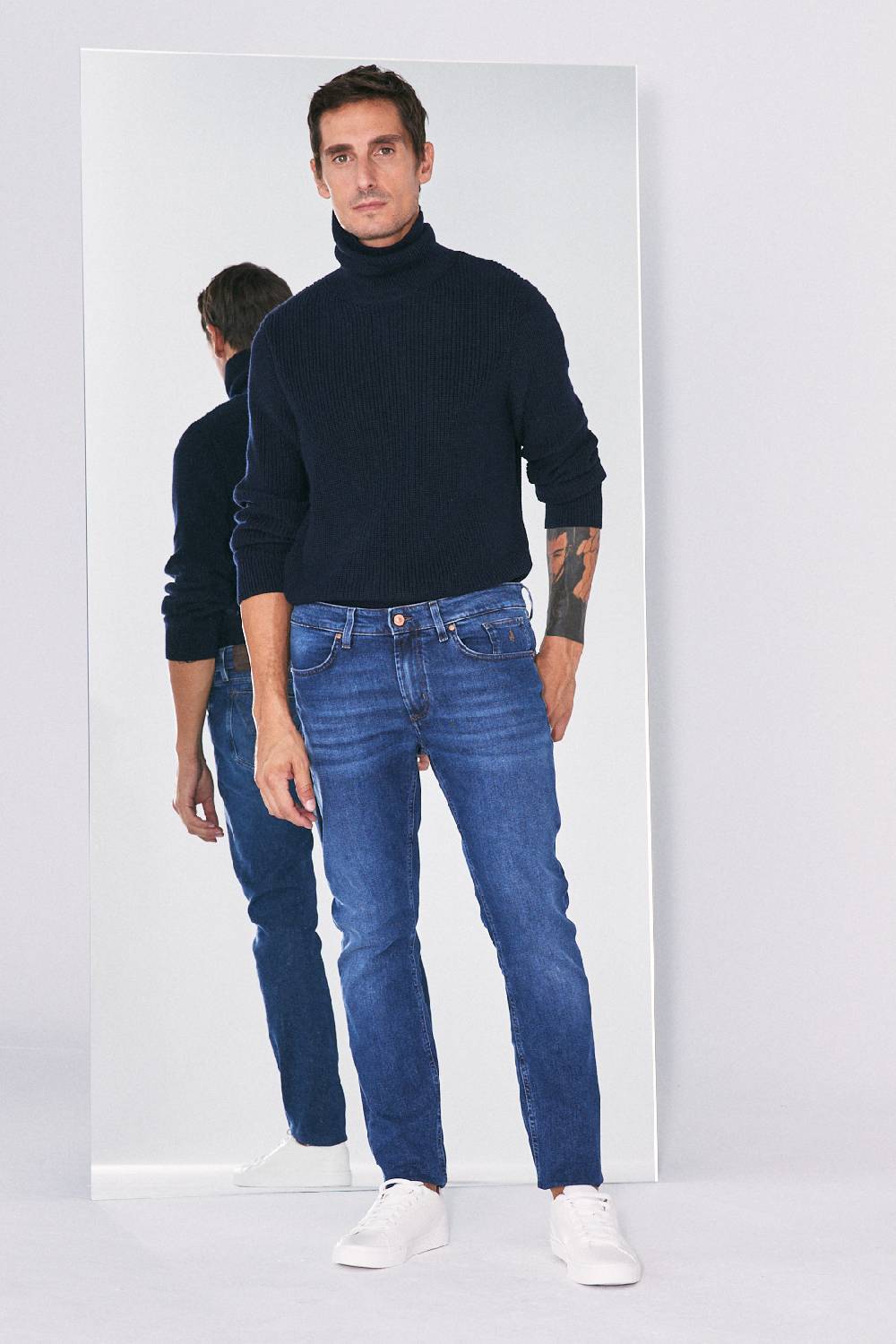 Jeckerson Pantalone 5 tasche slim fit in denim Offerta esclusiva