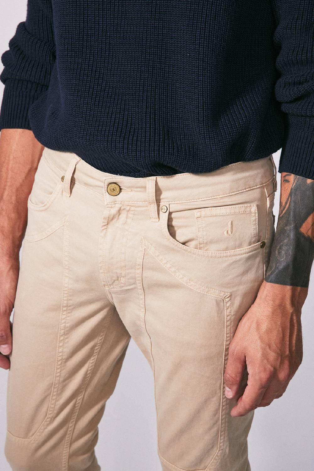 Jeckerson Pantalone skinny in gabardina stretch con toppa Cyber Monday