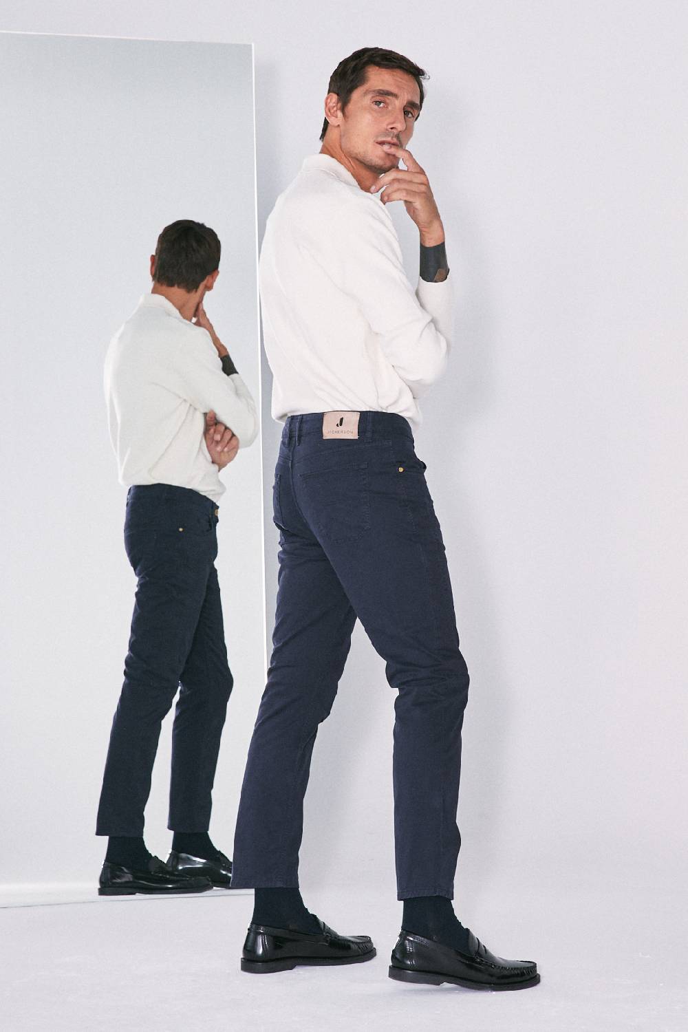 Jeckerson Pantalone skinny in gabardina stretch con toppa Cyber Monday