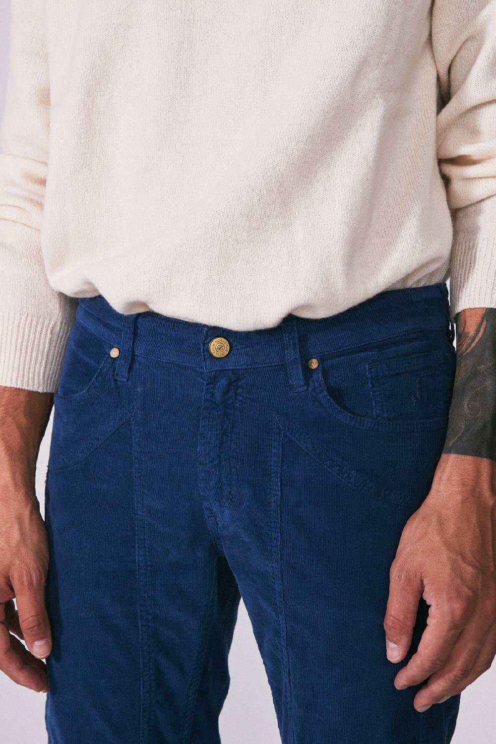 Jeckerson Pantalone slim fit in velluto con toppa in tono Offerta per la Festa della Mamma