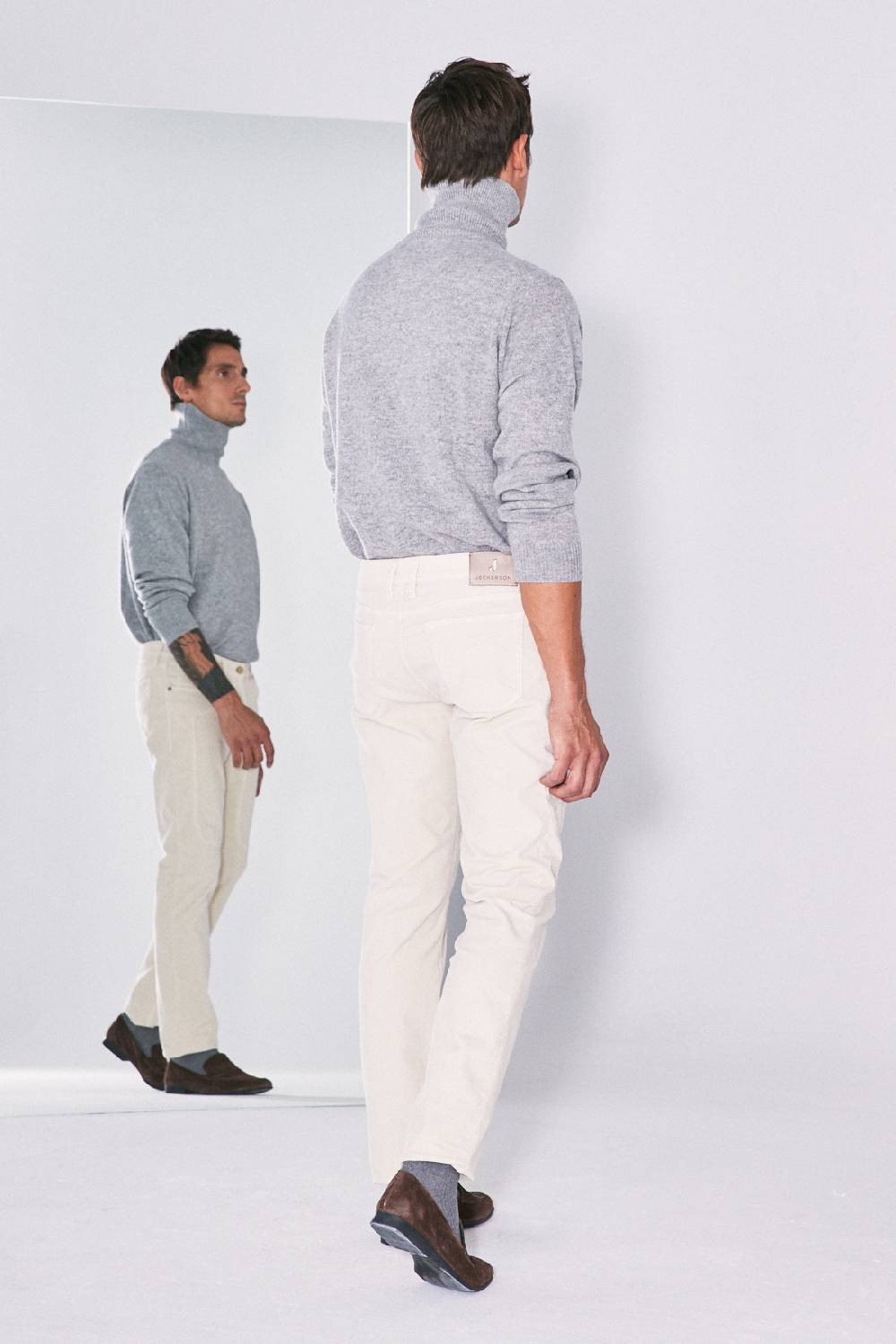 Jeckerson Pantalone slim fit in velluto con toppa in tono Offerta per la Festa della Mamma