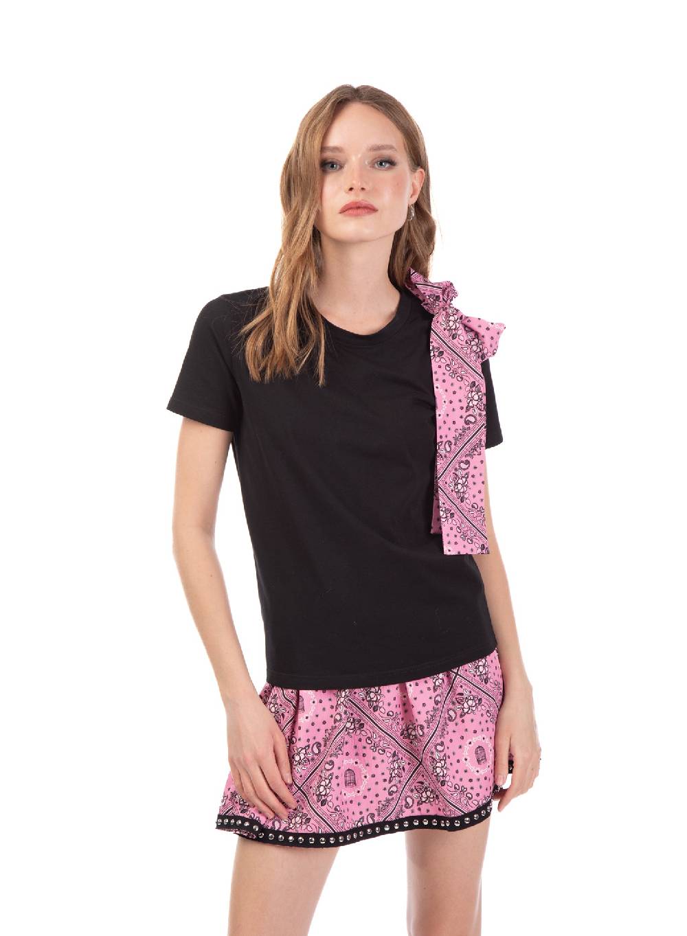Le Volière T-shirt nera o bianca con fiocco Prezzo di fabbrica