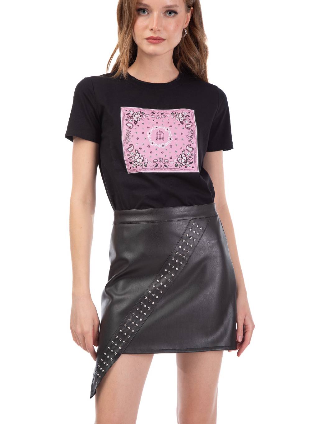 Le Volière T-shirt bianca o nera con stampa bandana Comprare a buon mercato