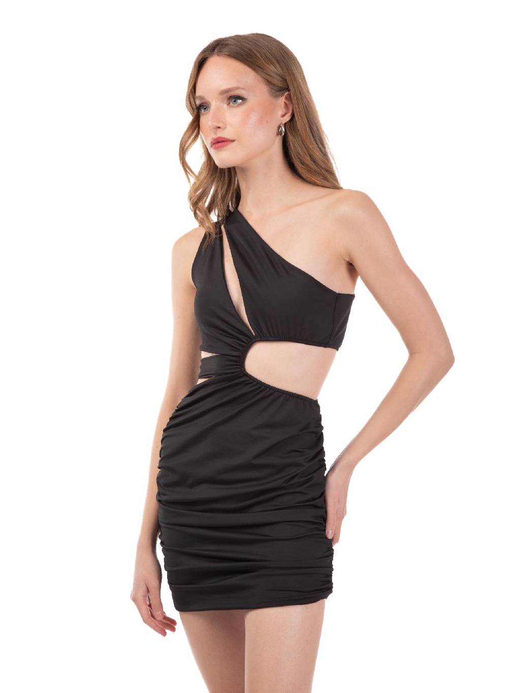 Le Volière Vestito elasticizzato nero con fori Shopping online