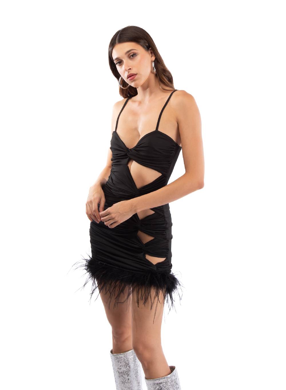 Le Volière BETHANY Vestito elasticizzato nero con fori Enormi risparmi