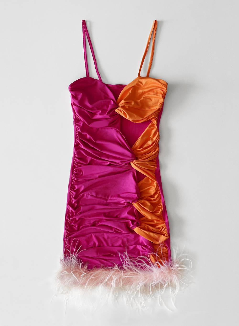 Le Volière BETHANY Vestito elasticizzato fucsia e arancione con fori Ritorno libero
