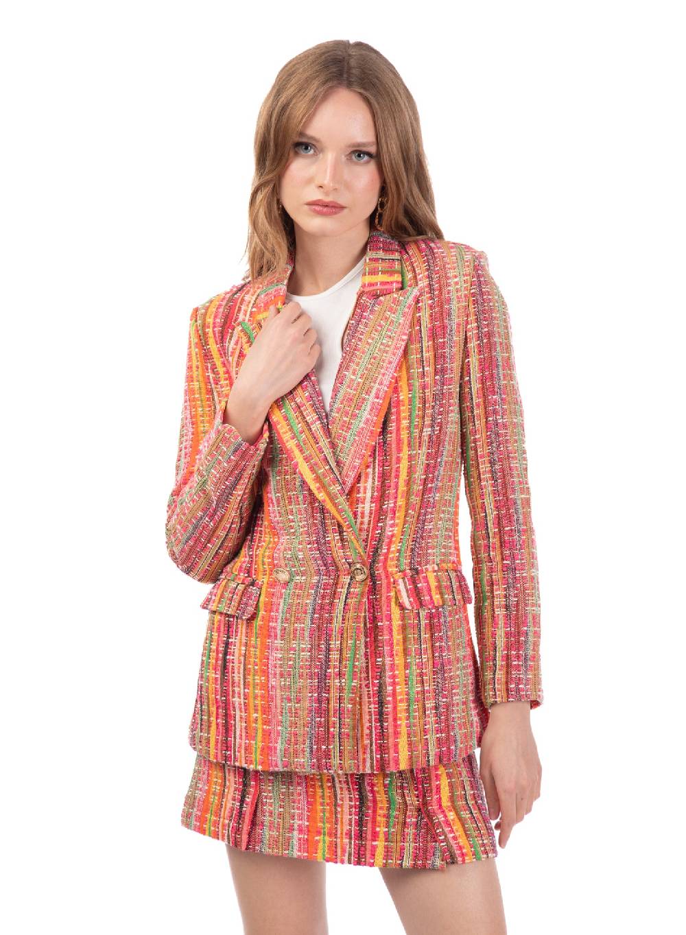 Le Volière Blazer in tweed multicolor Fino al 65% di sconto