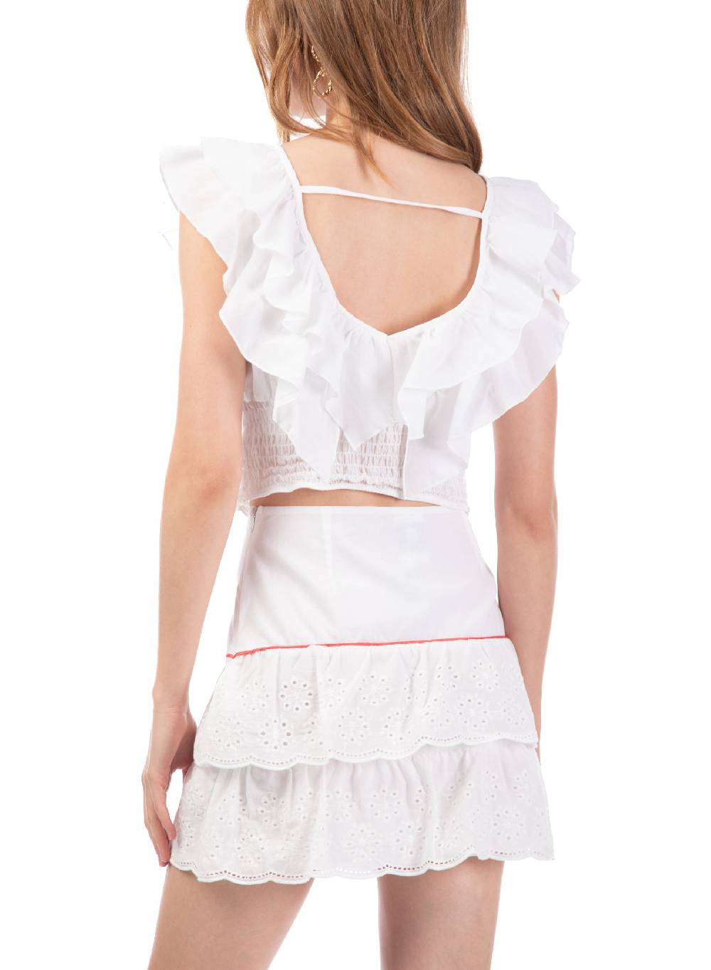 Le Volière Gonna in san gallo bianca Discount Store per i nuovi prodotti