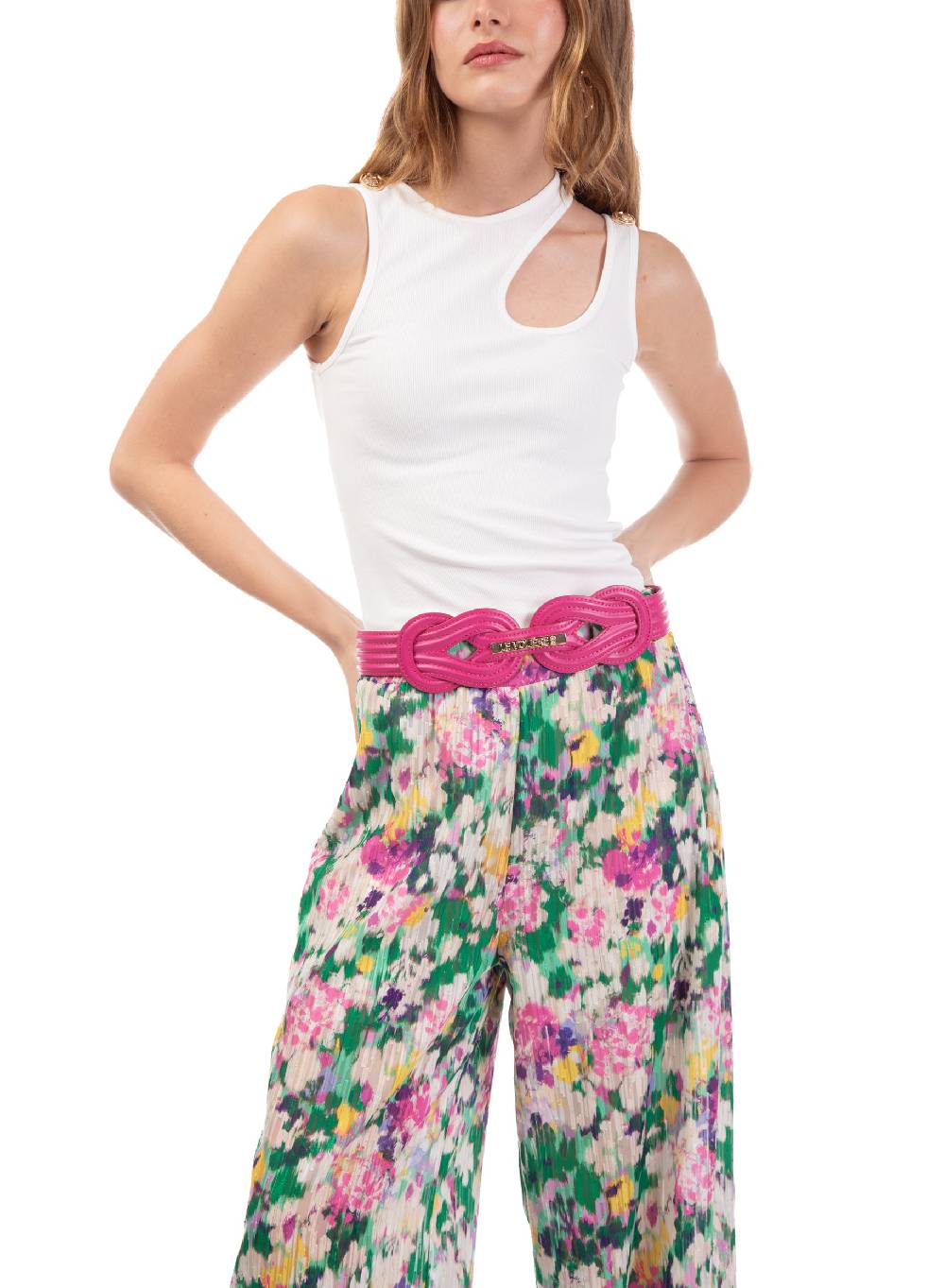 Le Volière Pantalone ampio floreale Enormi sconti