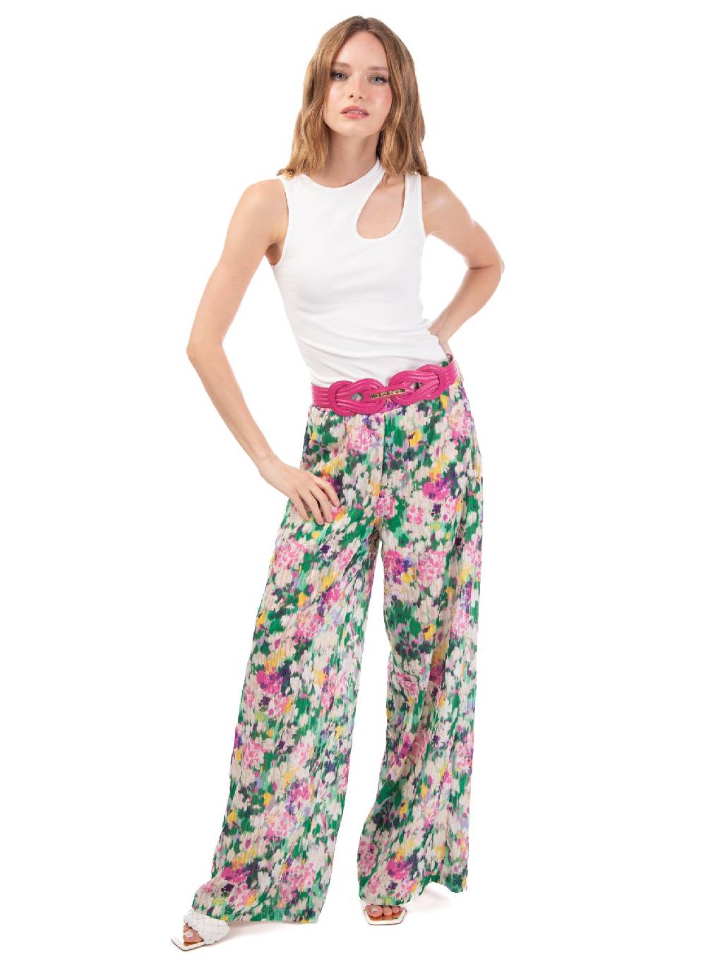 Le Volière Pantalone ampio floreale Enormi sconti