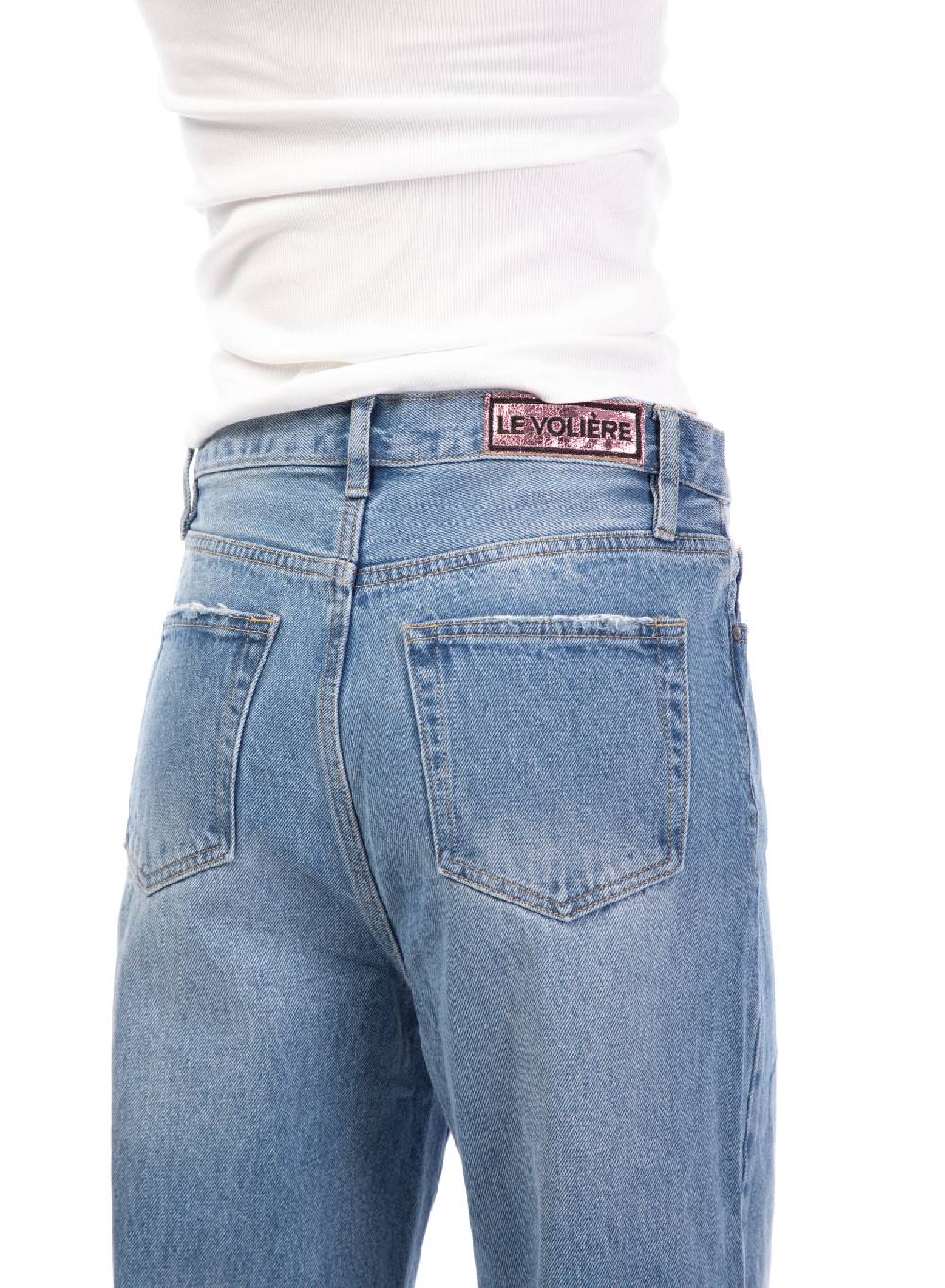 Le Volière Pantalone in denim con catene Trasporto libero internazionale